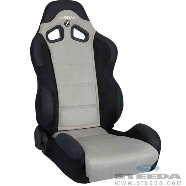 Black w/ Grey Microsuede Wide Racing Seat - Pair